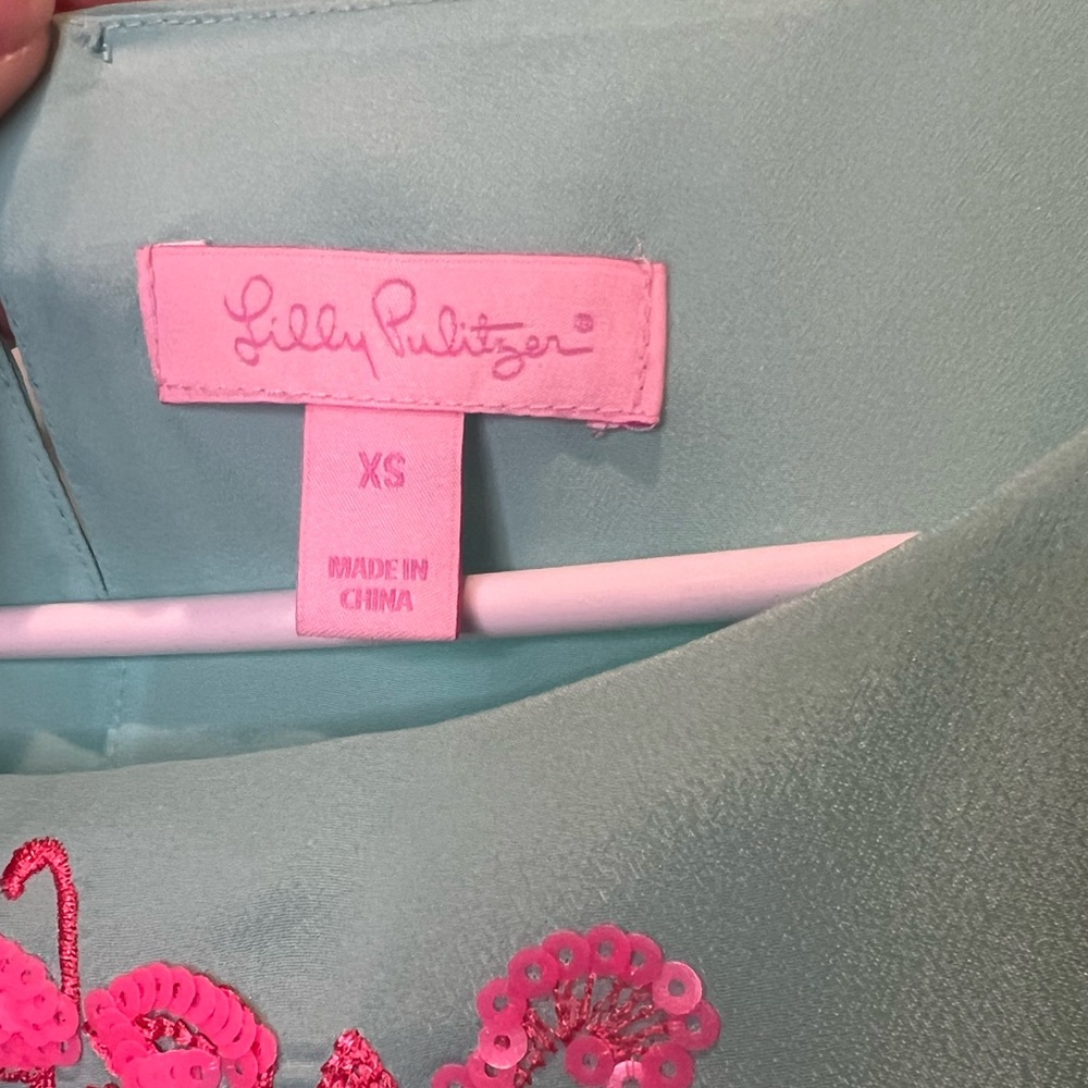 Lilly Pulitzer Marguerite Caftan in Mint with Hot Pink Embroidery and Beading - Picture 4 of 4